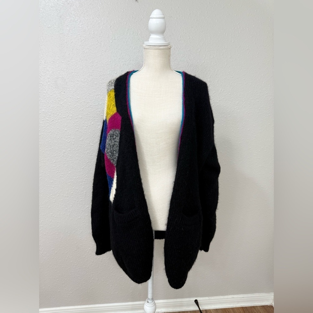 Vintage Cervelle Mohair Wool Blend Cardigan Sweater Knit Size L-XL Crazy 80s. - Picture 3 of 8